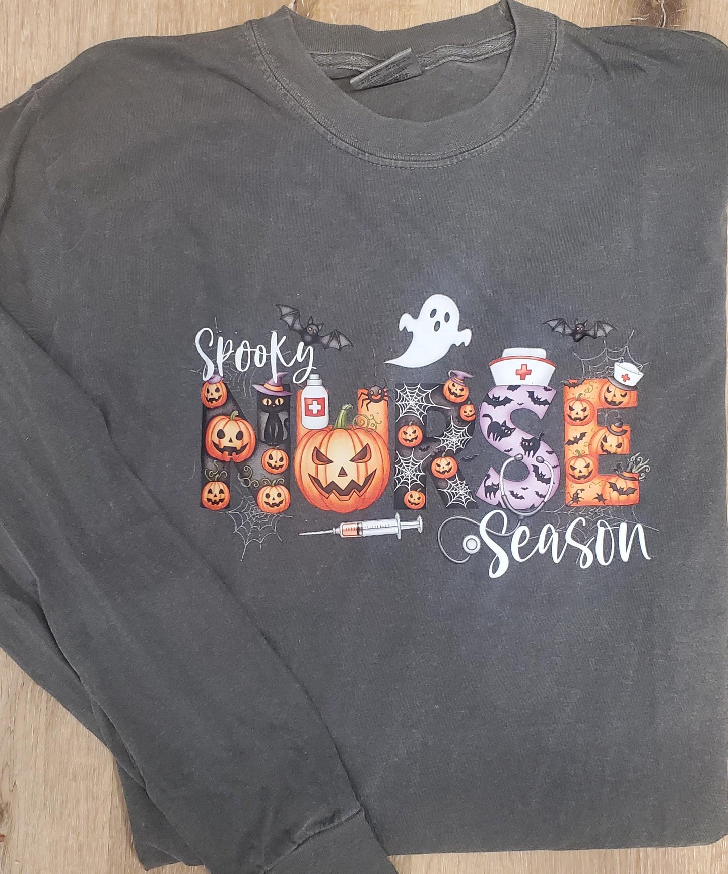 Halloween Nurse Shirt Spooky Season Comfort Colors Shirt for Nurses Spooky Wicked Shirt for Halloween Trending Nurse Shirt Perfect Halloween comfort colors long sleeve tshirt, Nurses apparel, RN, LPN,CNA,EMT,CCMA,ER NURSE, Nurse Sweatshirt, Nurse Jacket,