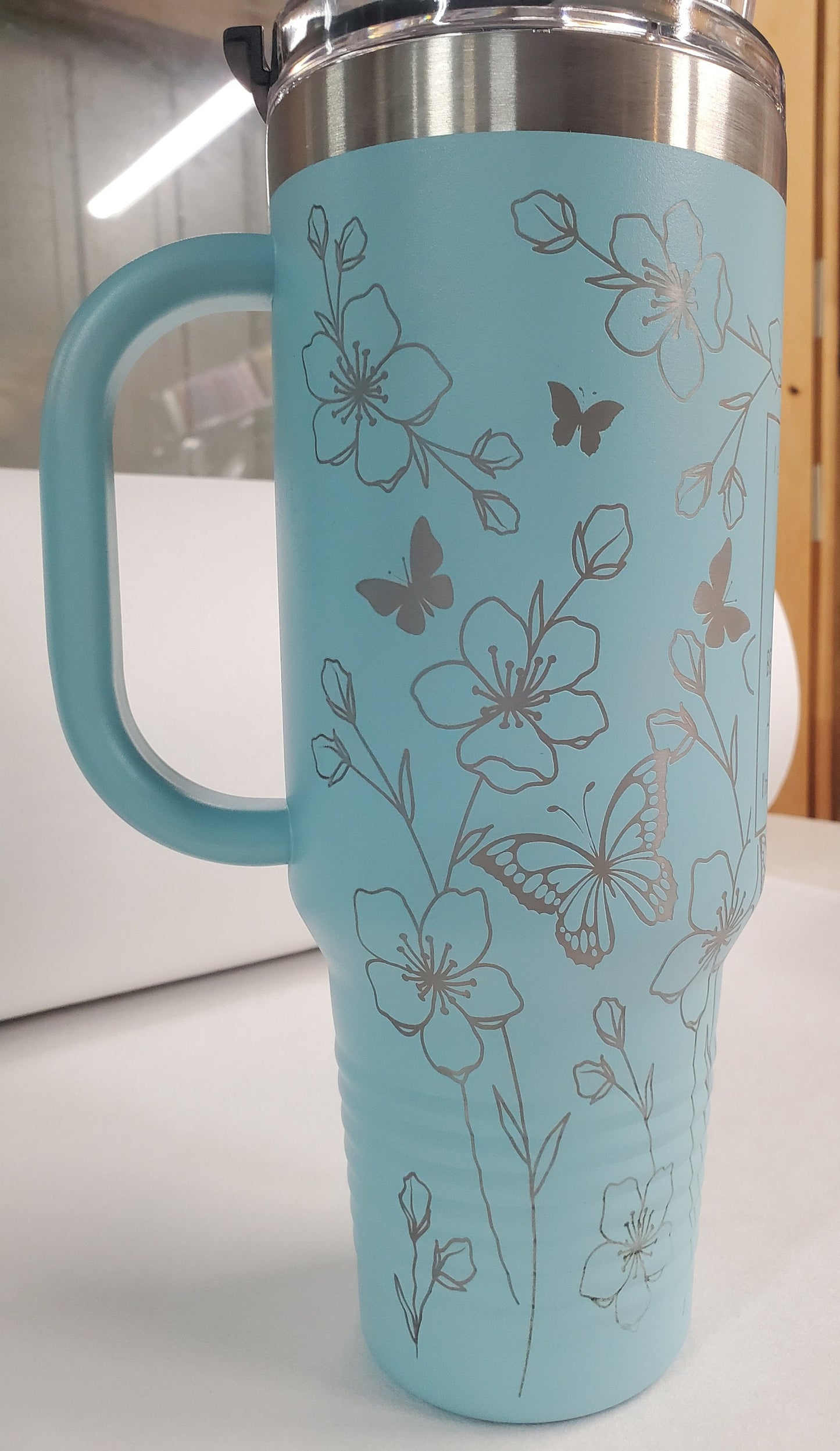 40 oz Handle tumbler, Beautifully Broken, Perfectly Imperfect, 40 oz Cup, Stanley like, Laser Engraved custom, Valentines gift, Mom gift
