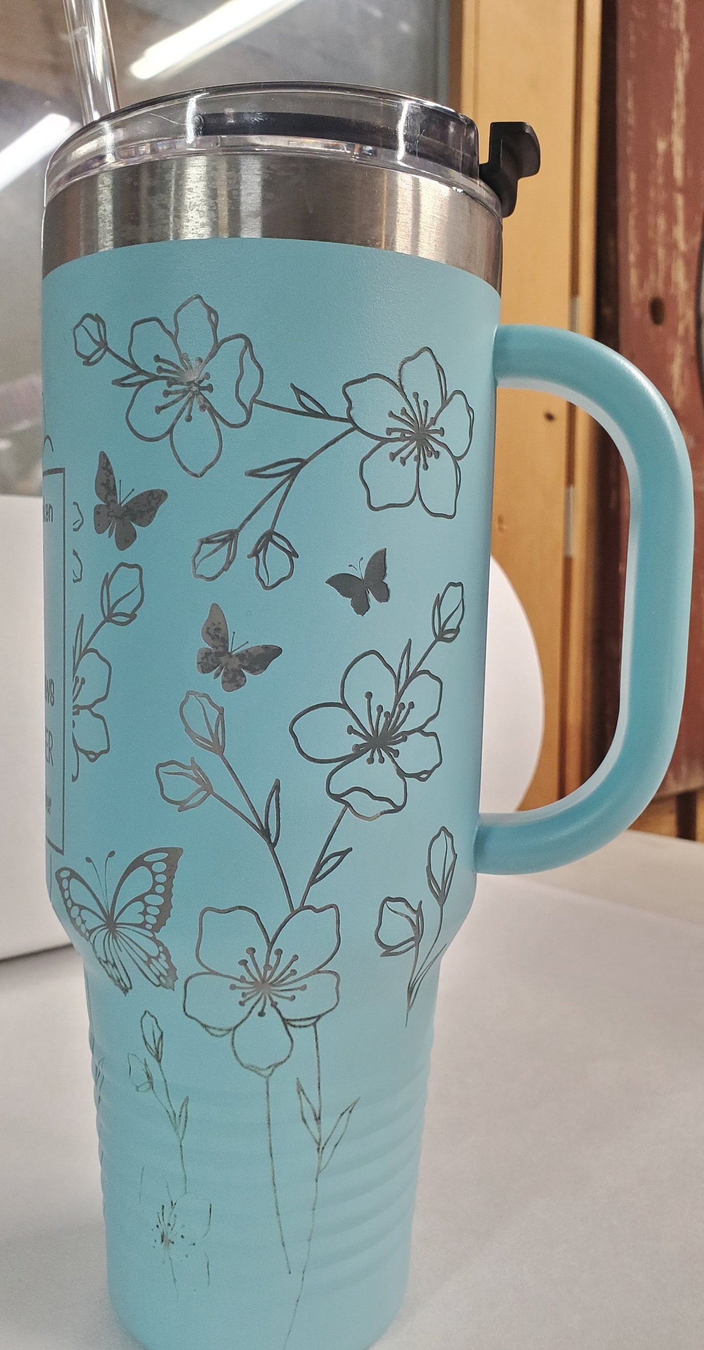 40 oz Handle tumbler, Beautifully Broken, Perfectly Imperfect, 40 oz Cup, Stanley like, Laser Engraved custom, Valentines gift, Mom gift