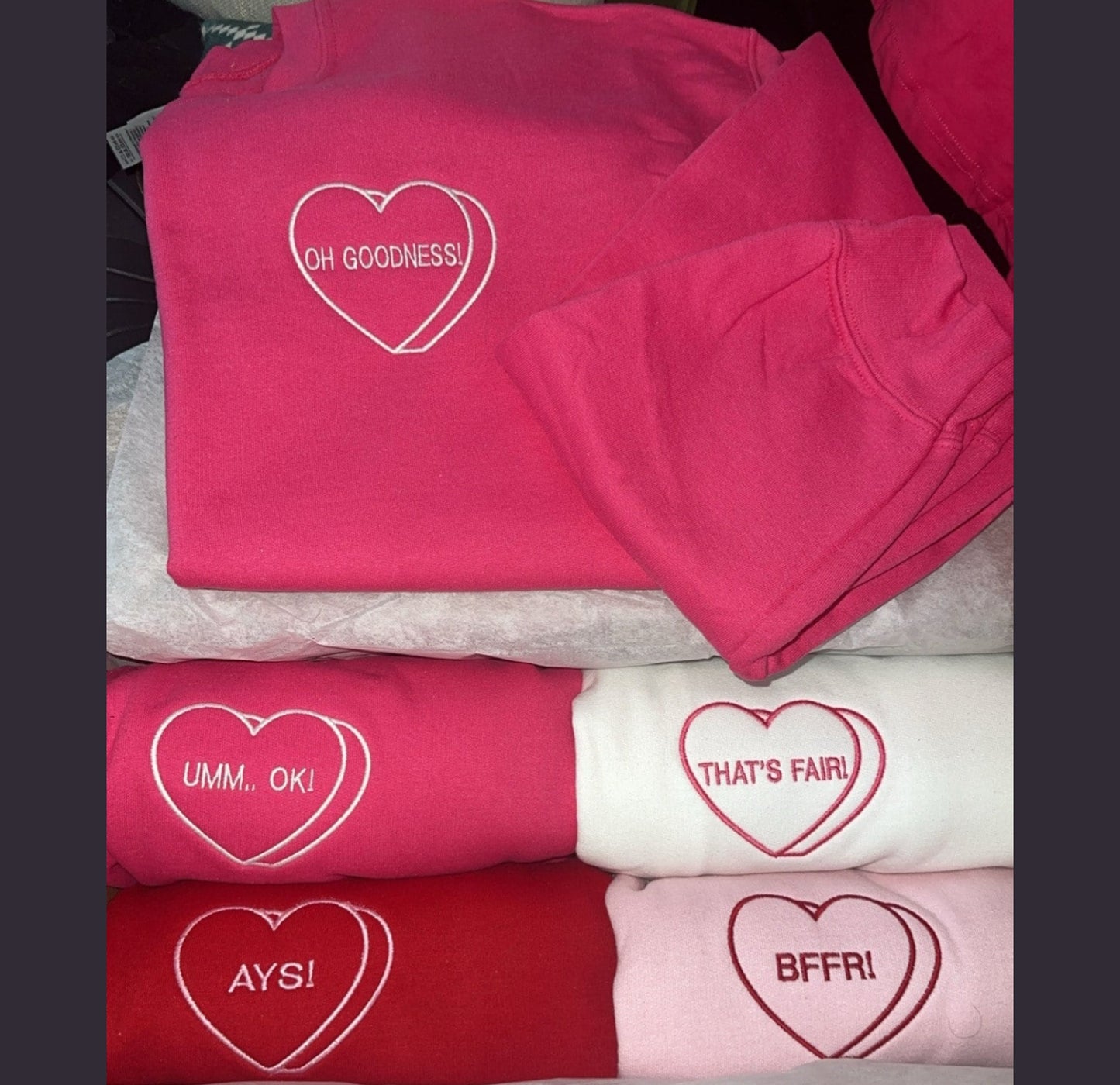 Custom Embroidered Valentine Sweatshirt with Personalized Candy Hearts - Valentine Gift - Boyfriend Gift - Couples Gift - Personalized Gift*