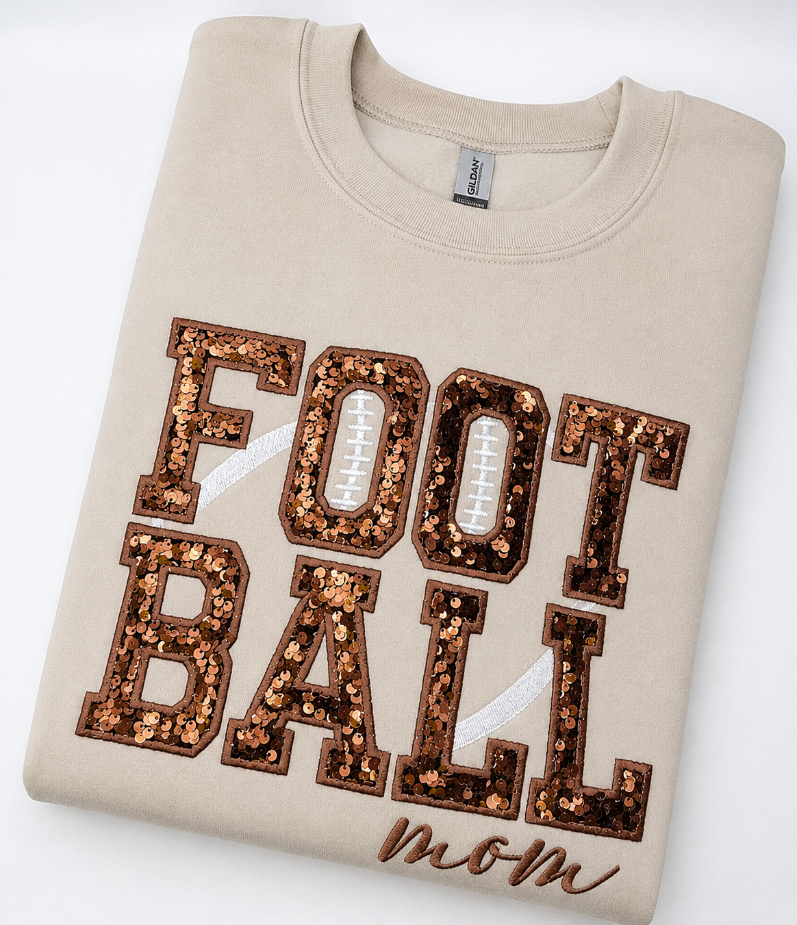 Football Mom Sequin Sweatshirt | Camo Applique Crewneck | Sequin Letter Patch Football Mom Shirt | Bling Football Shirt