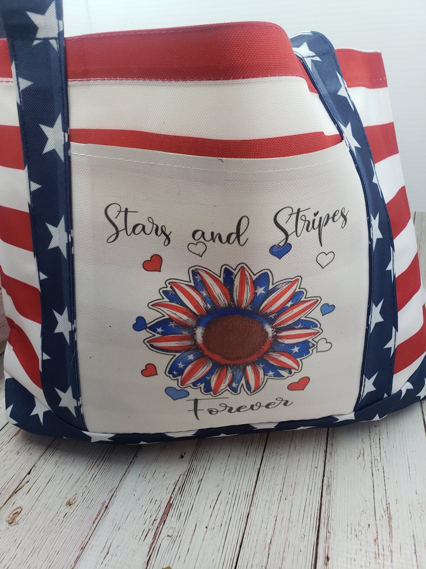 American Flag Tote Bag, Let Freedom Ring, Summer Beach Bag, Patriotic Beach Bag, Stars&Stripes, Pool Bag, Lake Beach Bag Tote, Boating Tote