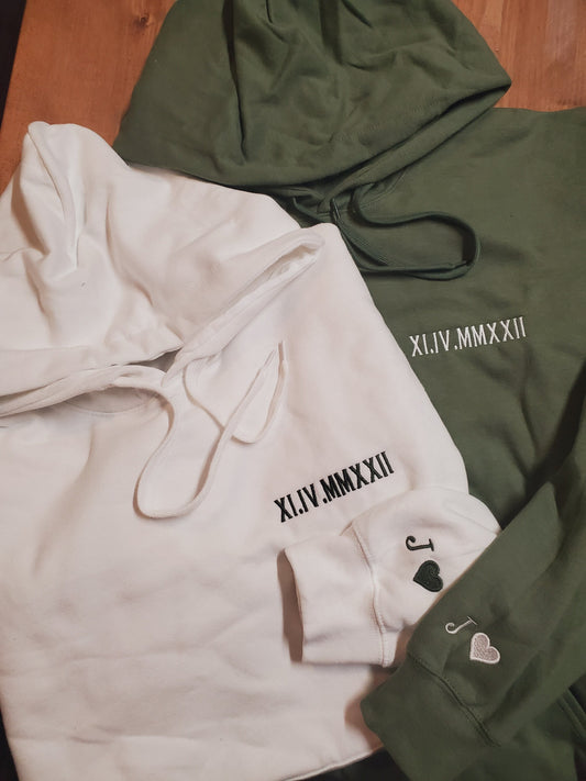 Matching Couples Hoodies Anniversary Gift Wedding Gift Valentines Day Gift Personalized Hoodies His and Hers Gifts Custom Hoodies Embroidered Hoodies Couple Apparel Couples Hoodies  His Hers Gifts Romantic Gift Custom Embroidered Hoodies Date Hoodies