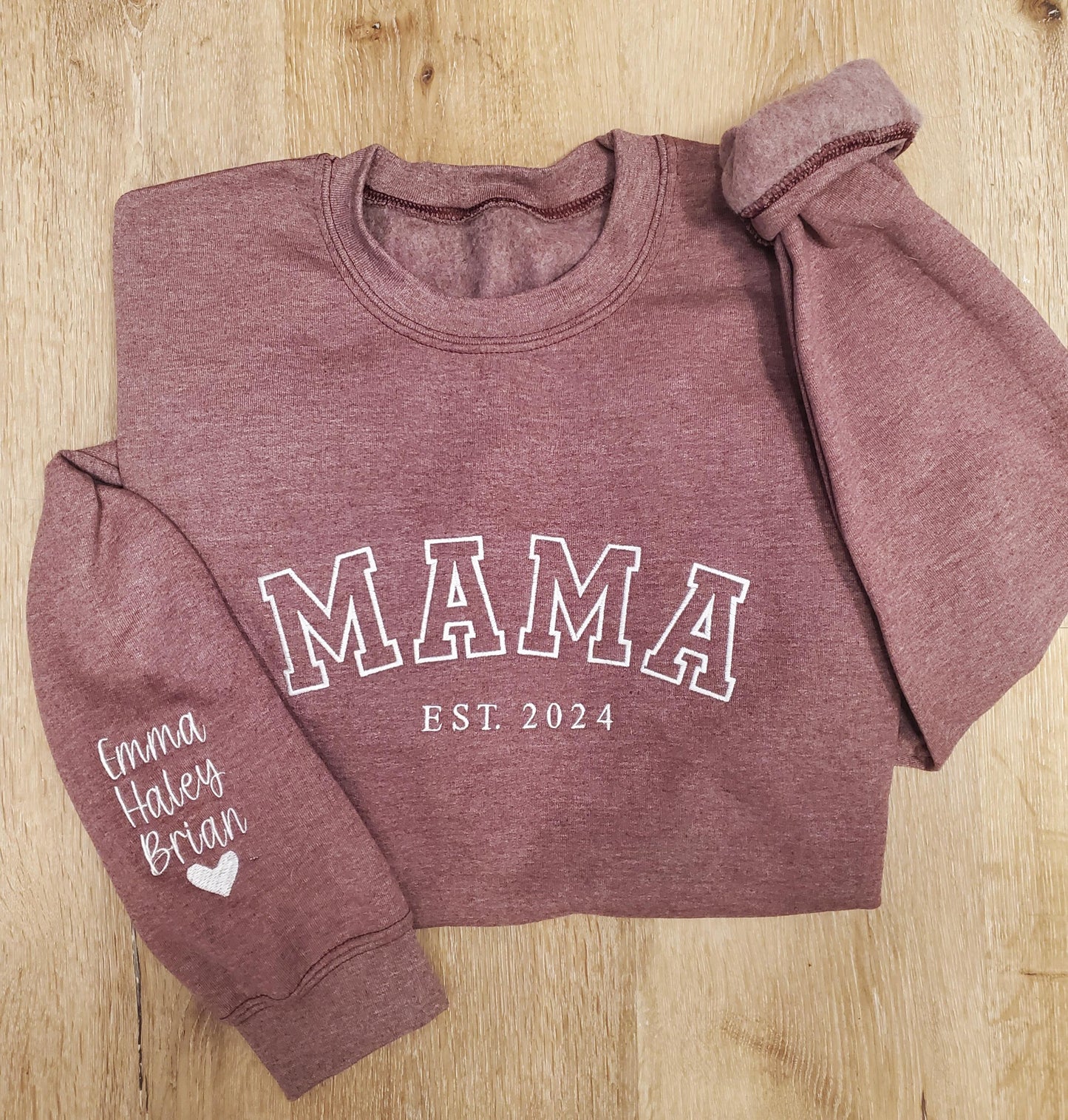 Custom Embroidered Mama Sweatshirt, Personalized Mom Hoodie With Names, New Mama Outfit, Pregnancy Announcement Clothing, Mom Christmas Gift, Mom Gift, Mothers Dy Gift,New Mom, New Dad, New Grandma, New Grandpa, Custom Embroidered Sweatshirt, Popular