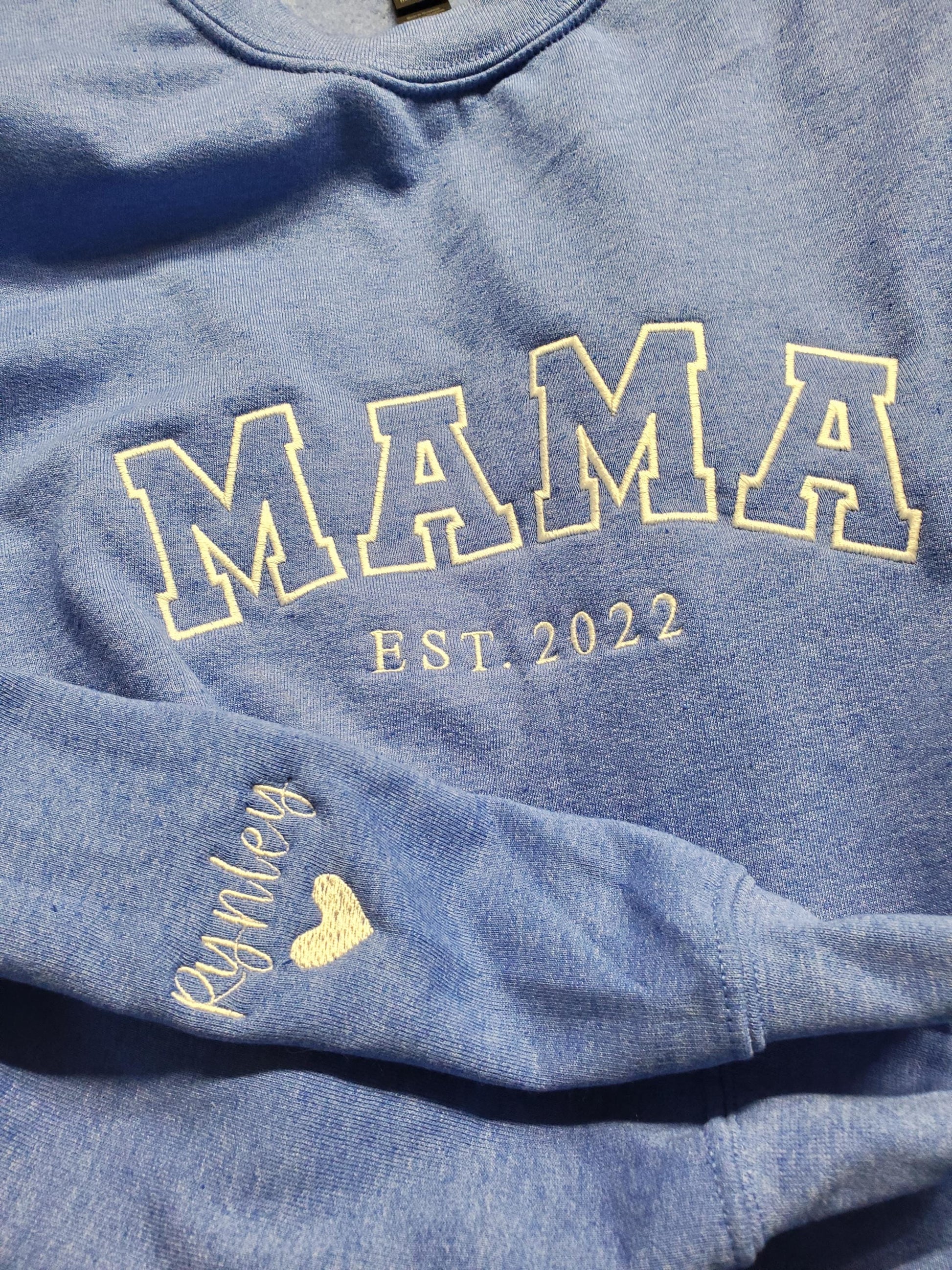 Custom Embroidered Mama Sweatshirt, Personalized Mom Hoodie With Names, New Mama Outfit, Pregnancy Announcement Clothing, Mom Christmas Gift