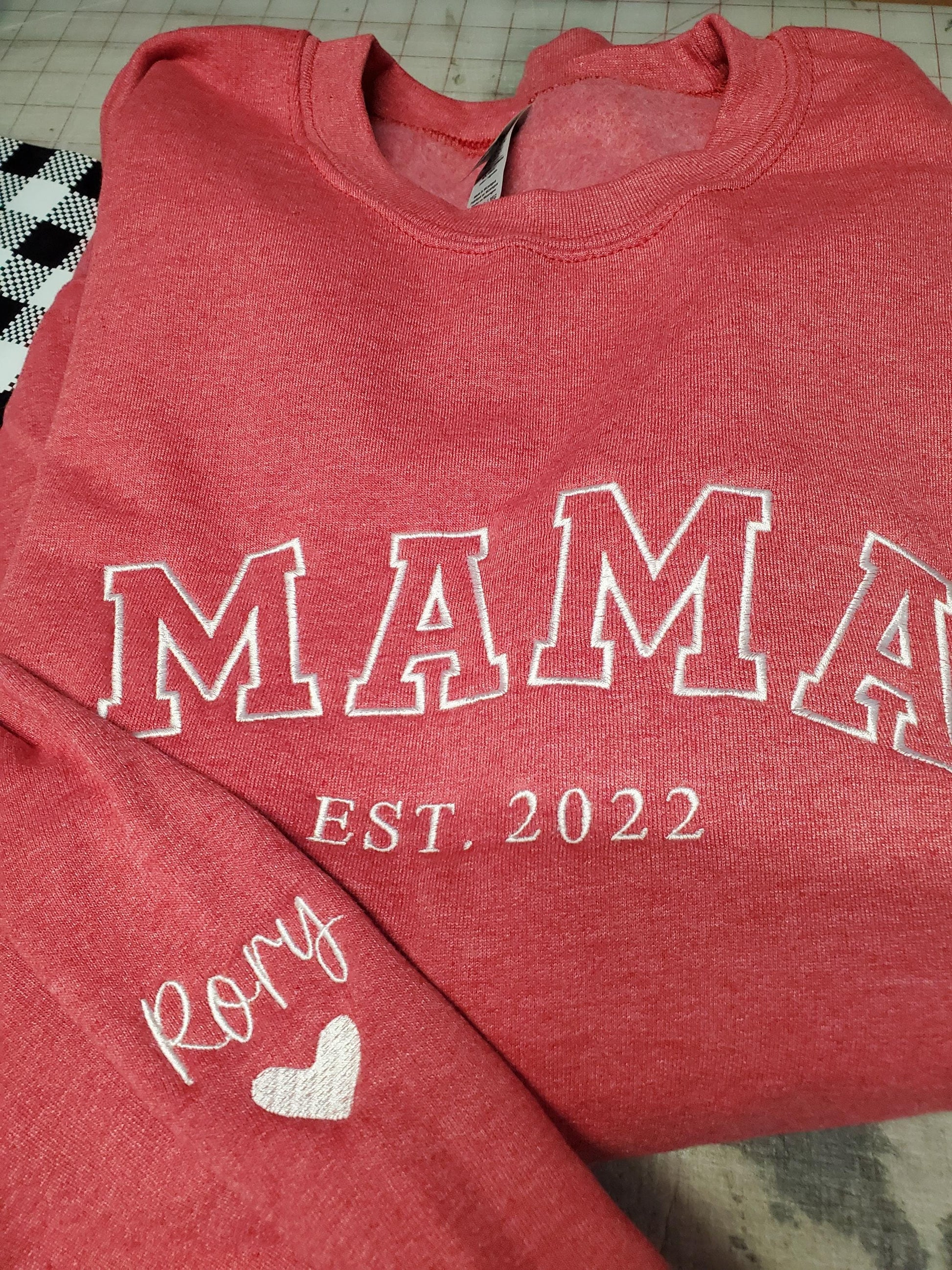 Custom Embroidered Mama Sweatshirt, Personalized Mom Hoodie With Names, New Mama Outfit, Pregnancy Announcement Clothing, Mom Christmas Gift