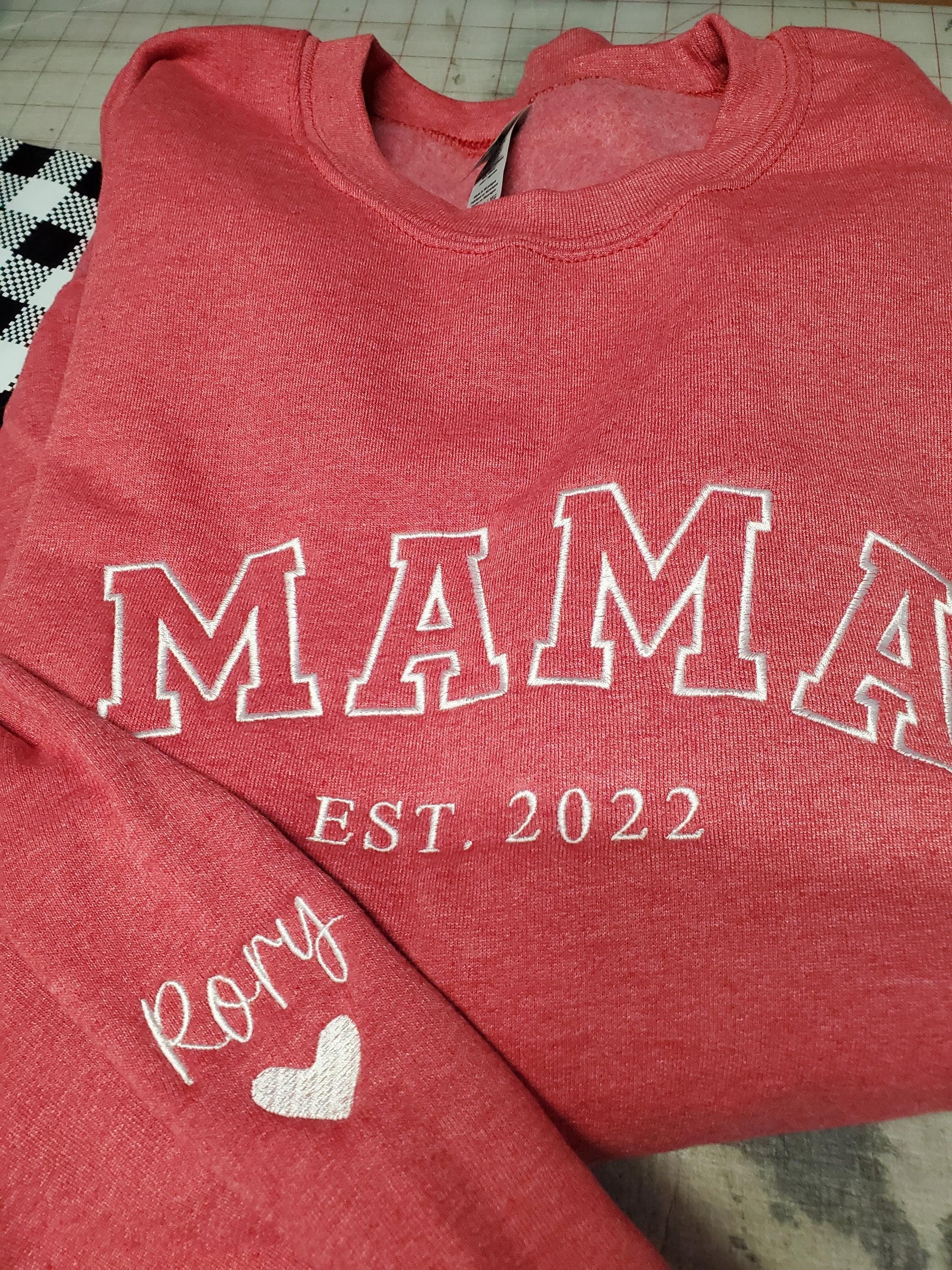 Custom Embroidered Mama Sweatshirt, Personalized Mom Hoodie