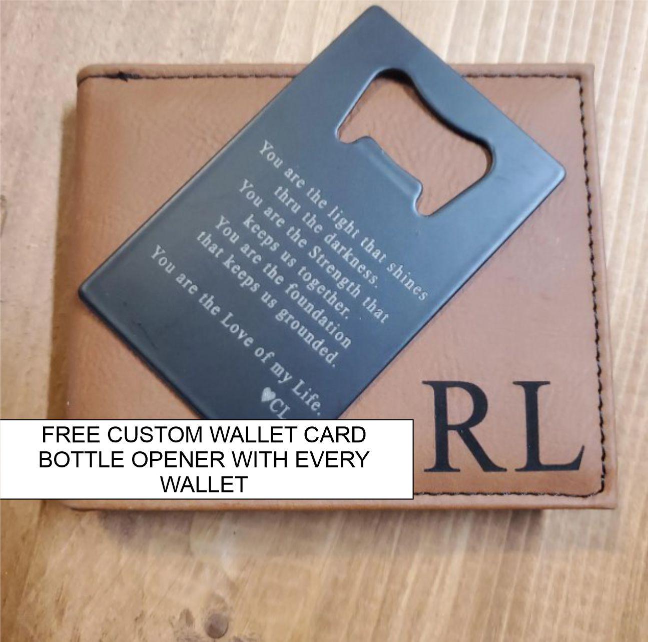 Personalized Valentine Day Gift for Men, Custom Leatherette Wallet, Vegan Engraved Leather, Boyfriend Gift,Dad Wallet,Valentine Gift For Him