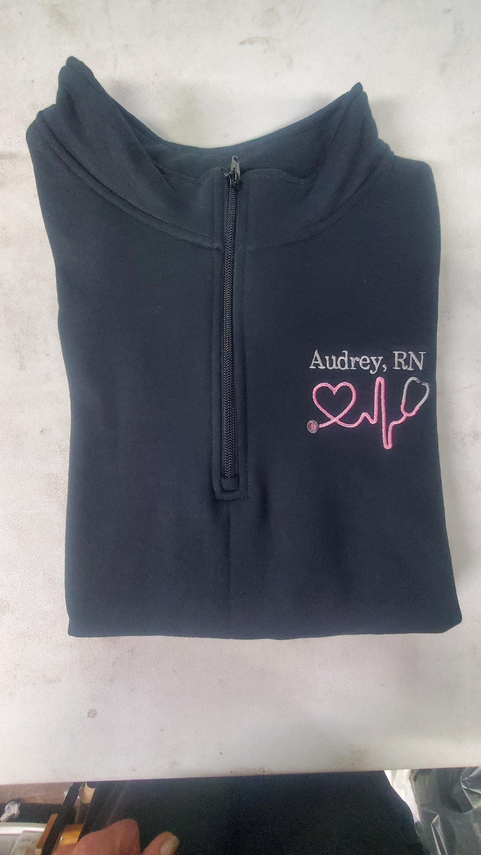 Monogram Nurse Full Zip Sweatshirt, Nurse Jacket, Gift for Nurses, Graduation Gifts for Nurses, Heartbeat Nurse Sweatshirt, Quarter Zip