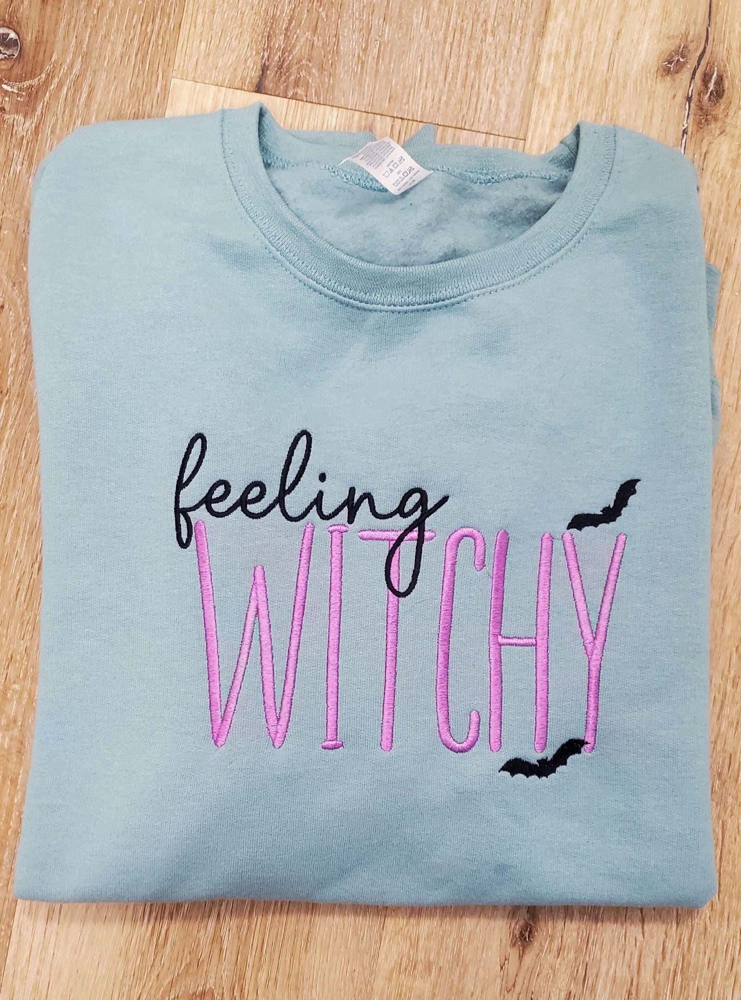 Feeling Witchy Halloween Sweatshirt – Cozy Fall Crewneck, Spooky Season Embroidered Pullover, Cute Witch Vibes, Made to Order