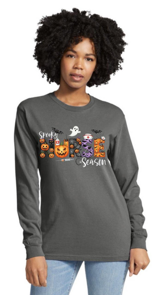 Halloween Nurse Shirt Spooky Season Comfort Colors Shirt for Nurses Spooky Wicked Shirt for Halloween Trending Nurse Shirt Long Sleeve Shirt