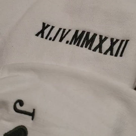 Anniversary Hoodie with Initials on Sleeve, Roman Numeral Hoodie, Wedding Date Embroidered Sweatshirts, Valentines Anniversary Gift For Him