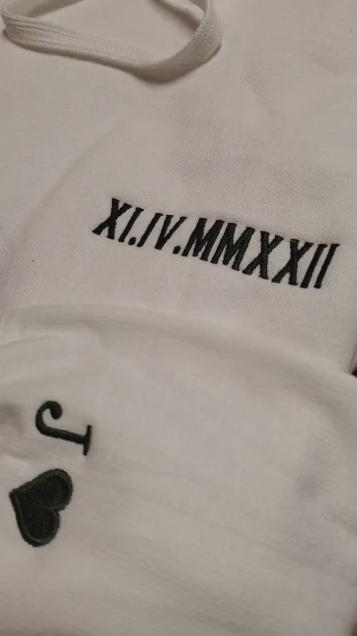 Matching Couples Hoodies Personalized Anniversary Wedding Gift Custom Embroidered His Hers Romantic Valentines Unisex Couple Apparel