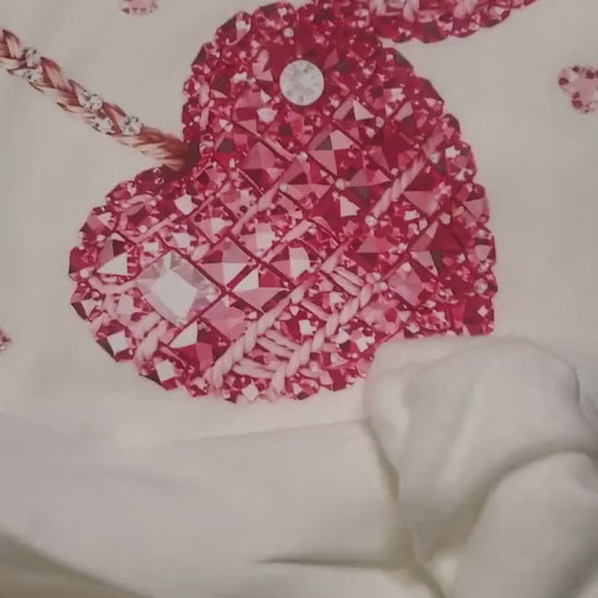 Faux Rhinestone Cherry Heart Shirt, Valentine Sweatshirt, Sparkly Heart Cherries, Girly Glam Valentine Top, Custom Gift, Gift for Her