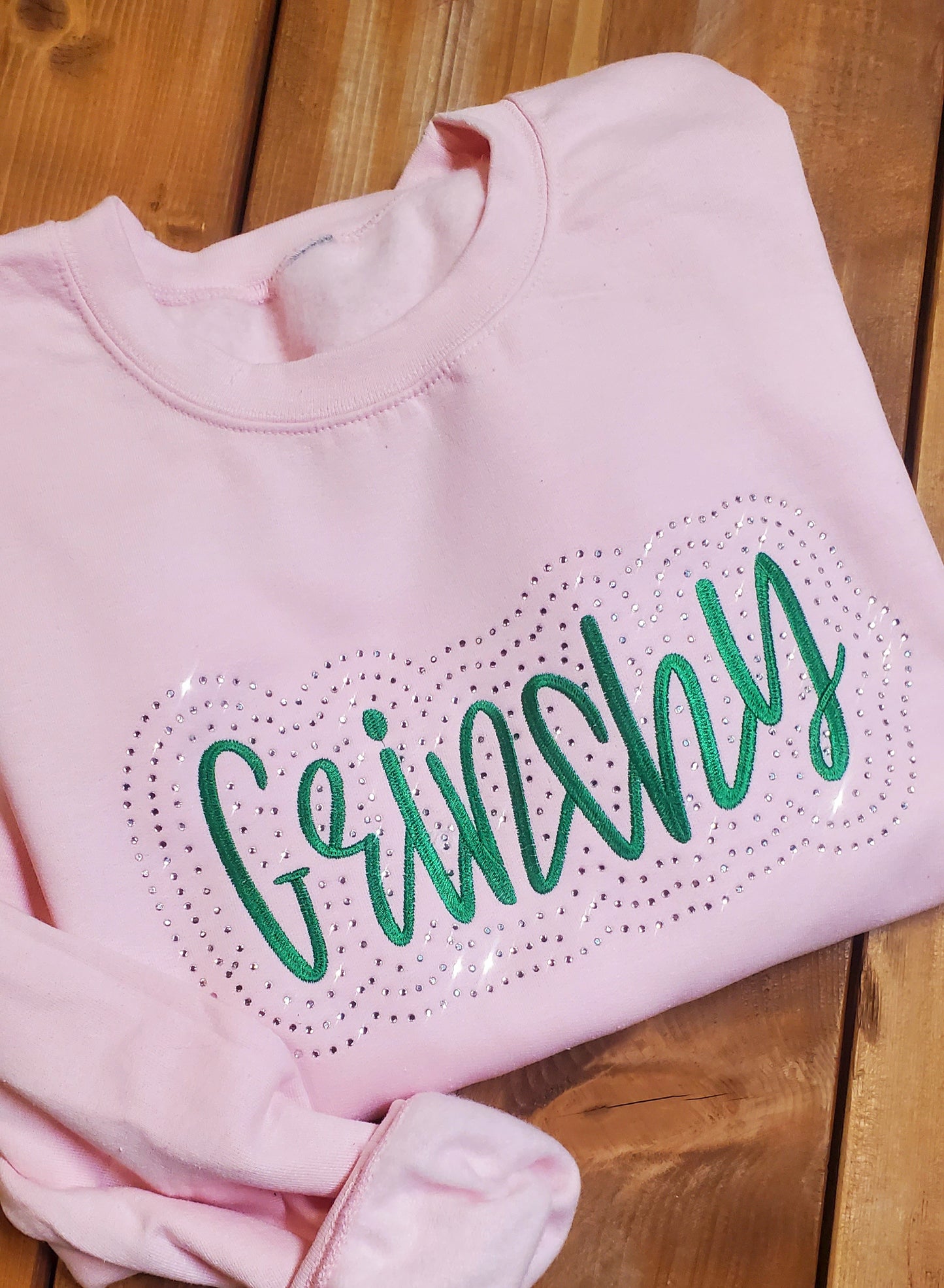 Grinchy Embroidered Christmas Bling Sweatshirt Grinch sweatshirt