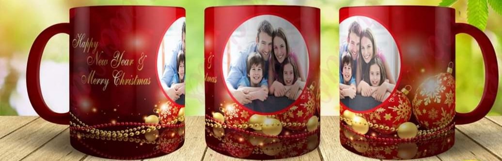 15 oz Red Gold Christmas Mug