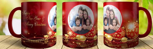 15 oz Red Gold Christmas Mug