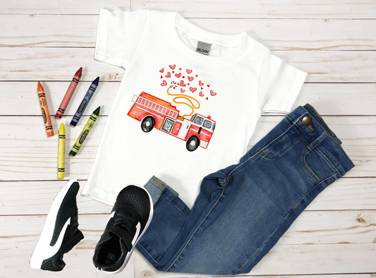 Valentine FireTruck Kids Shirt