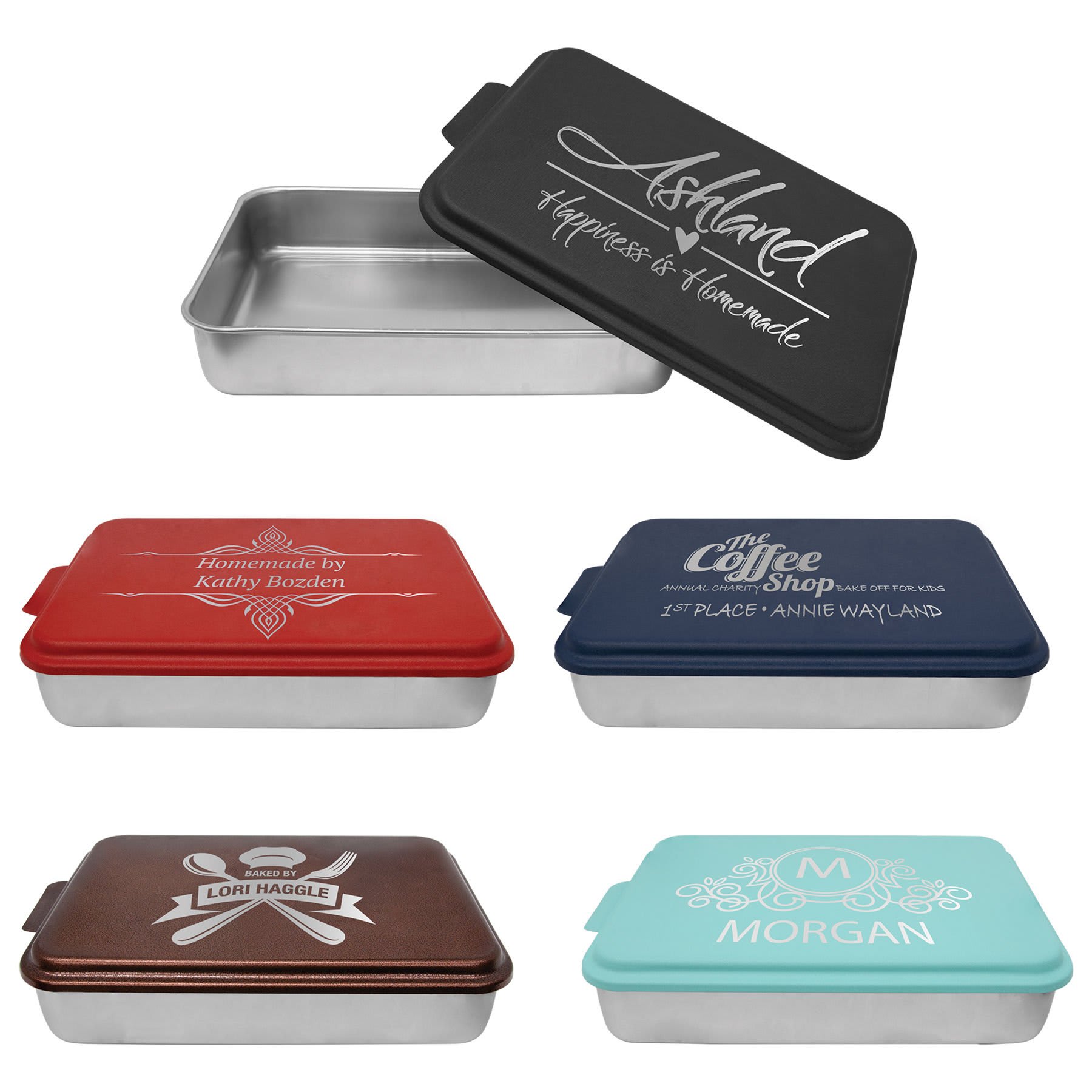 Customizable 9 x 13 Aluminum Cake Pan with Teal Lid | 9x13, PlaqueMaker