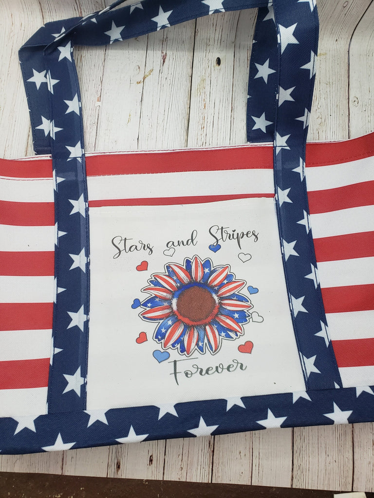 American Flag Tote Bag, Let Freedom Ring, Summer Beach Bag, Patriotic Beach Bag, Stars&Stripes, Pool Bag, Lake Beach Bag Tote, Boating Tote