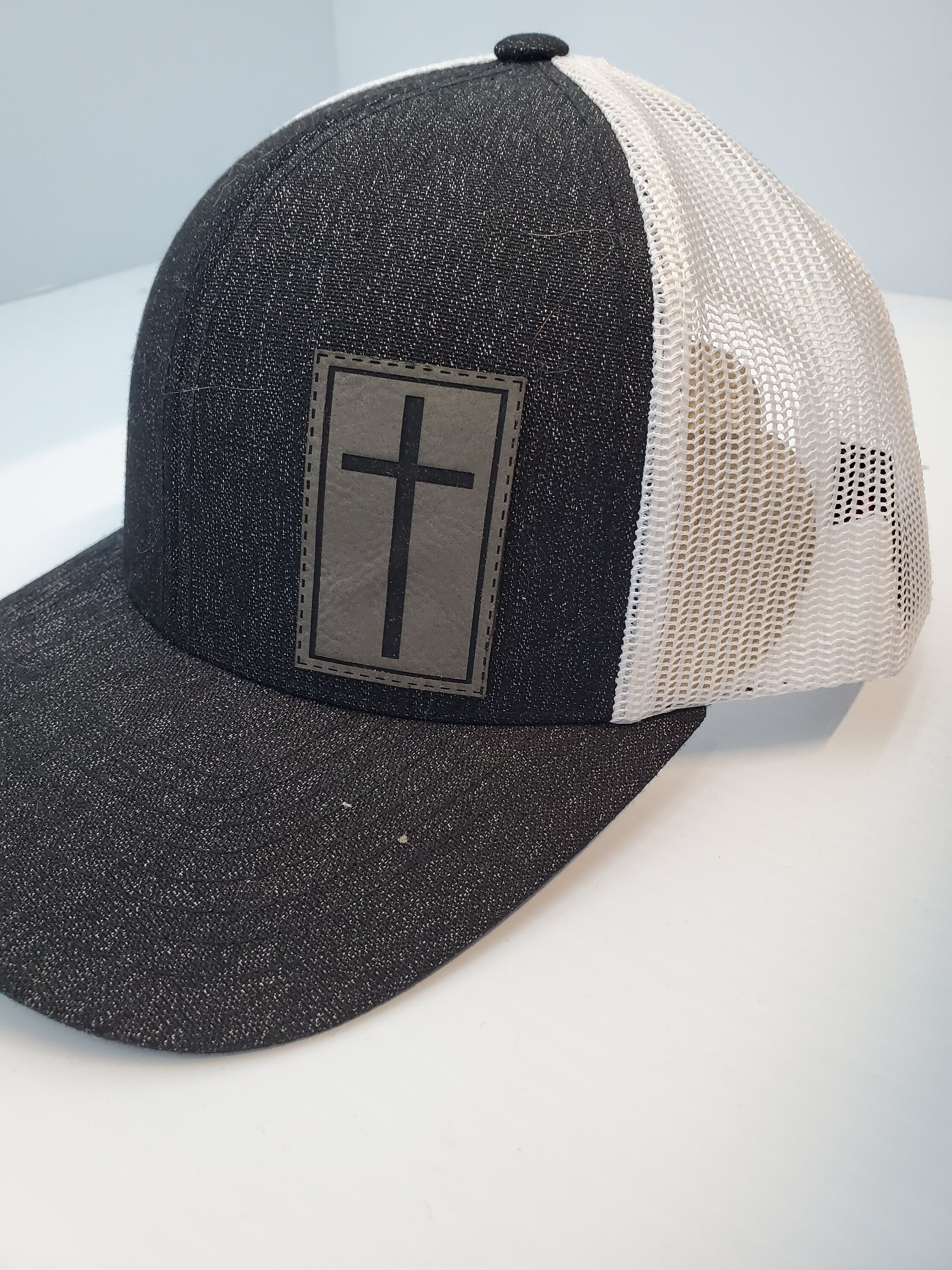 Leather Cross Patch Snapback Hat, Cross Patch, Leather Patch Hat, Custom Hat, Religious hat, Wwjd, God is Good,Custom Hat, religious apparel