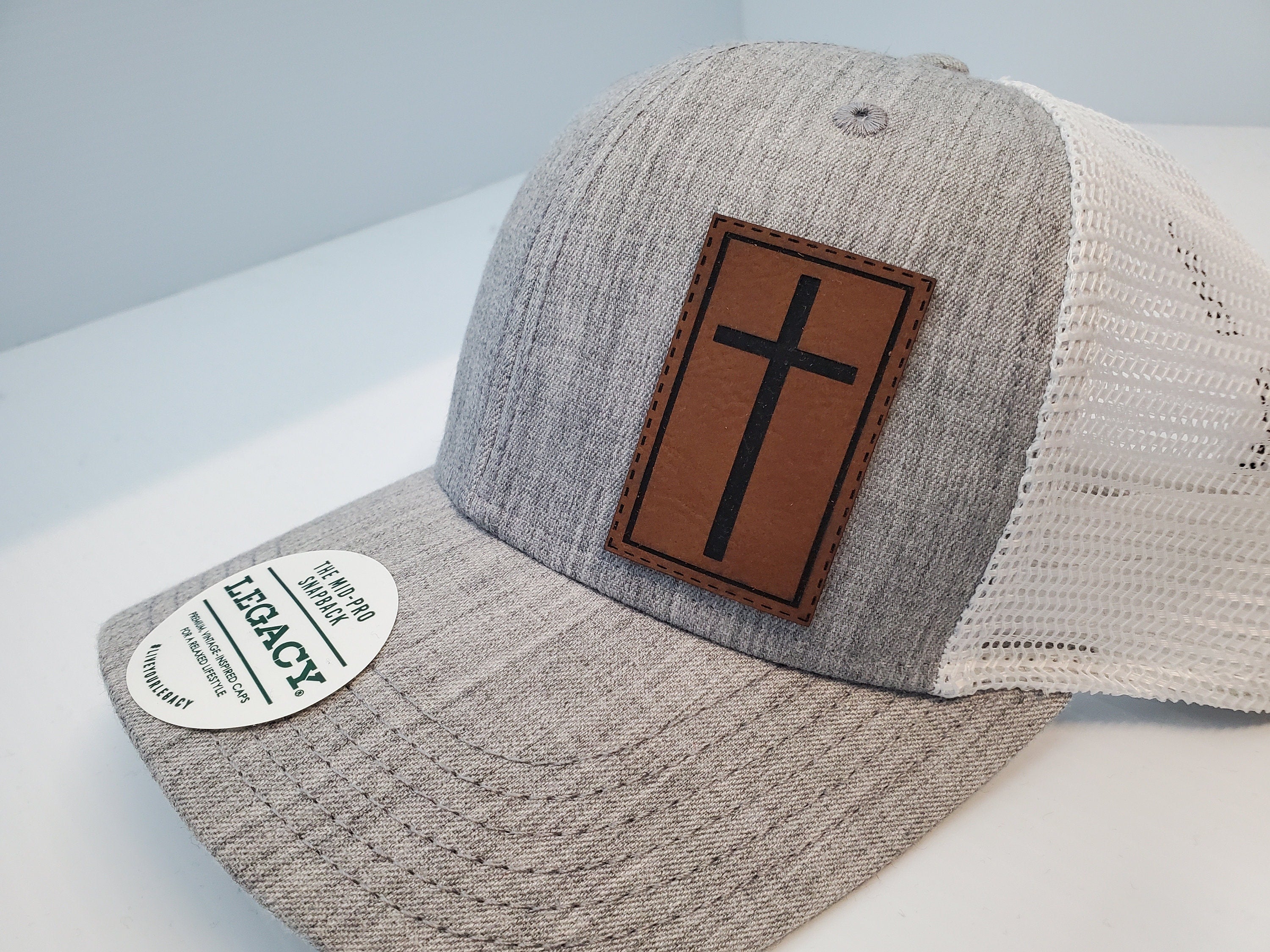 Leather Cross Patch Snapback Hat, Cross Patch, Leather Patch Hat, Custom Hat, Religious hat, Wwjd, God is Good,Custom Hat, religious apparel