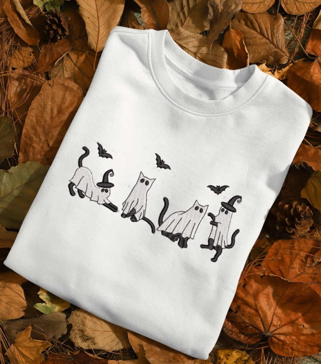 Spooky Season Cat, Ghost Cat Sweatshirt, Cute Halloween Shirt, Halloween, Spooky Season, Cat Apparel, Halloween apparel, Cat Shirt, Spooky