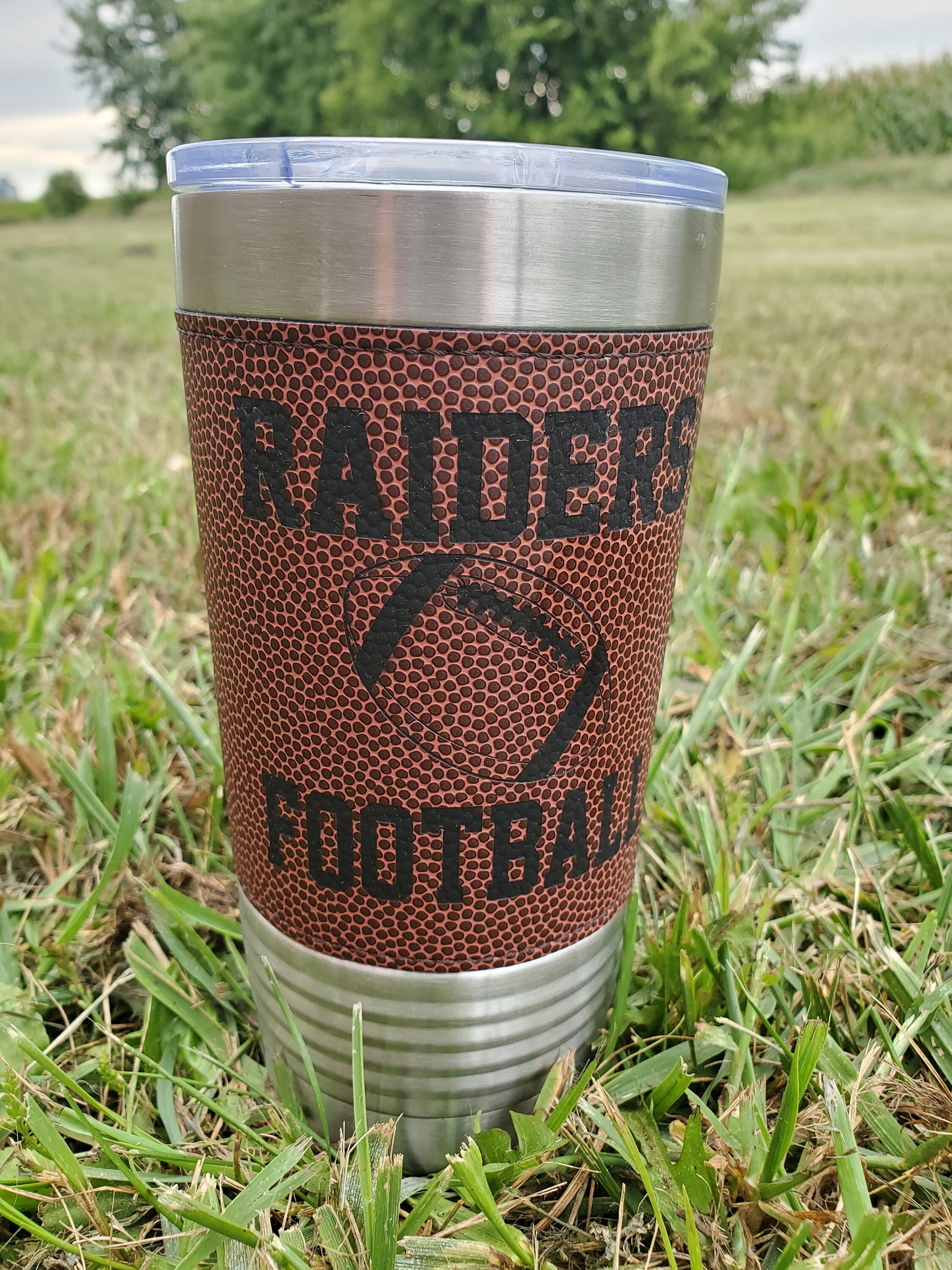 Football Tumbler, Leather Custom Tumbler, Football Mom, Personalized Tumbler, Yeti, Stanley, Football Yall, Gift for Mom, Raiders, Warriors